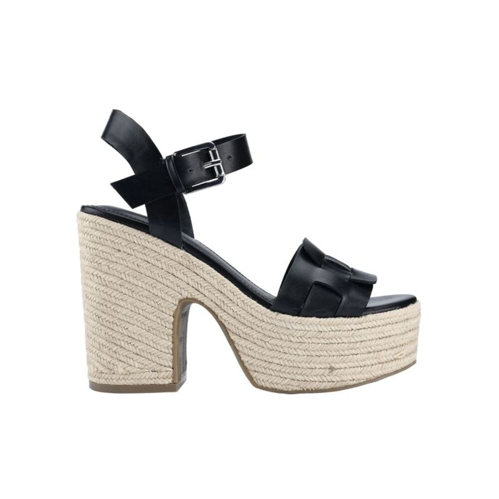 NWT MARC FISHER Womens Black 2" Platform Viga Block Heel Espadrille Shoes 9 M
